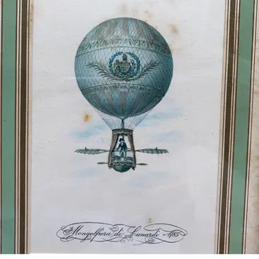 Gravure d'une montgolfière (logo d'in Altum communication) de 1785